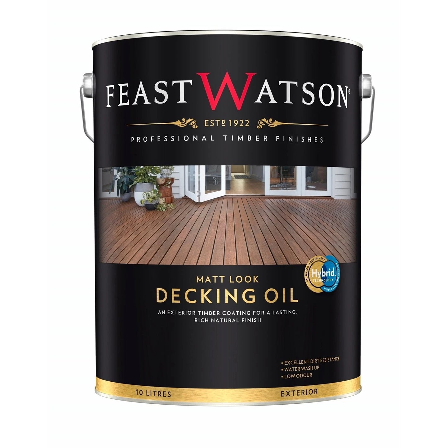 Feast Watson 10L Jarrah Matt Decking Oil - UV & Weather Resistant, Easy Application