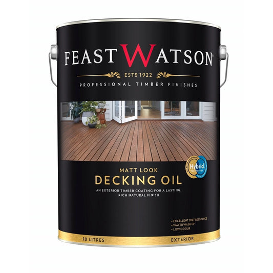 Feast Watson 10L Jarrah Matt Decking Oil - UV & Weather Resistant, Easy Application