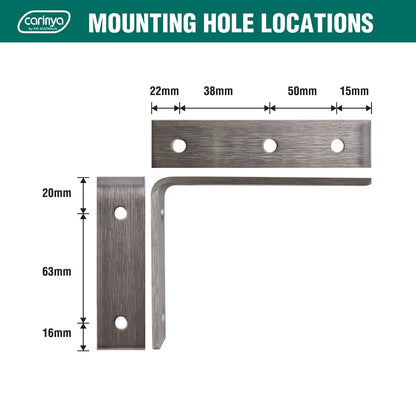 Carinya Stainless Steel Heavy Duty Angle Bracket 125x100mm, 200kg Load Capacity