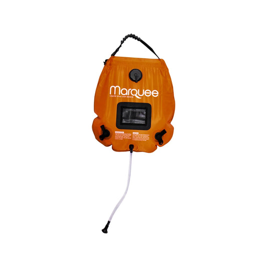 Marquee 20L Solar Shower, 45°C Temp Gauge, 2.4L/min Flow, Portable Outdoor Camping