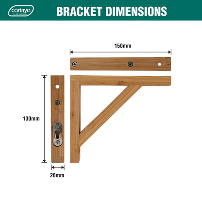 Carinya Bamboo Stayed Bracket 150x130mm, Varnished, 40kg Load, DIY Customizable
