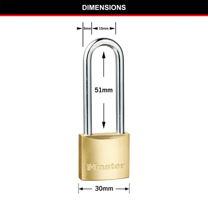 Master Lock 30mm Brass Padlock, Corrosion-Resistant, Hardened Steel Shackle, 2 Keys