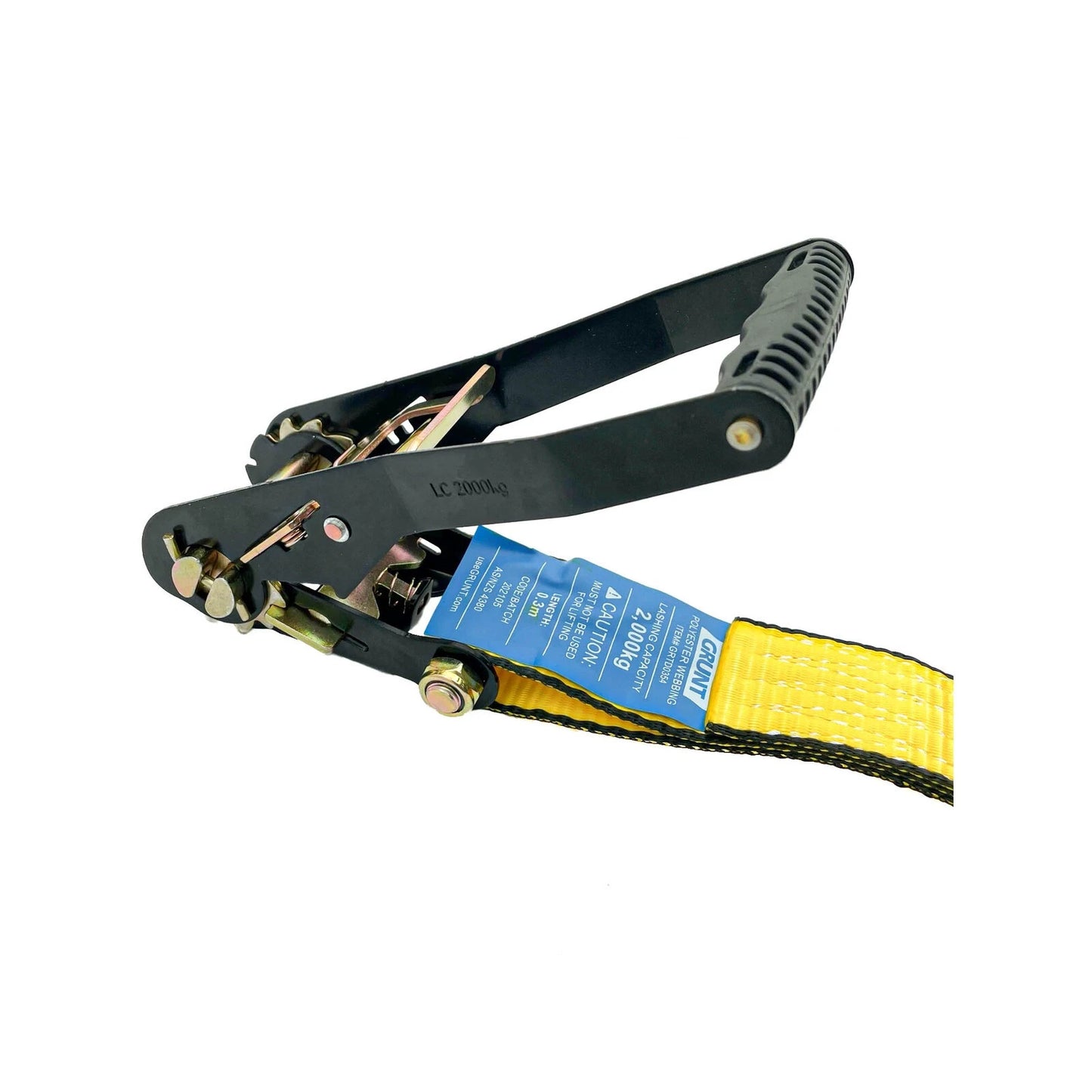 Grunt Heavy Duty 50mm x 6m Ratchet Tie Down, 2000kg Capacity, Polyester Webbing