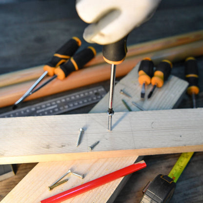 Craftright 6 Piece Screwdriver Set with Soft Grip Handles & Wall Mountable Rack