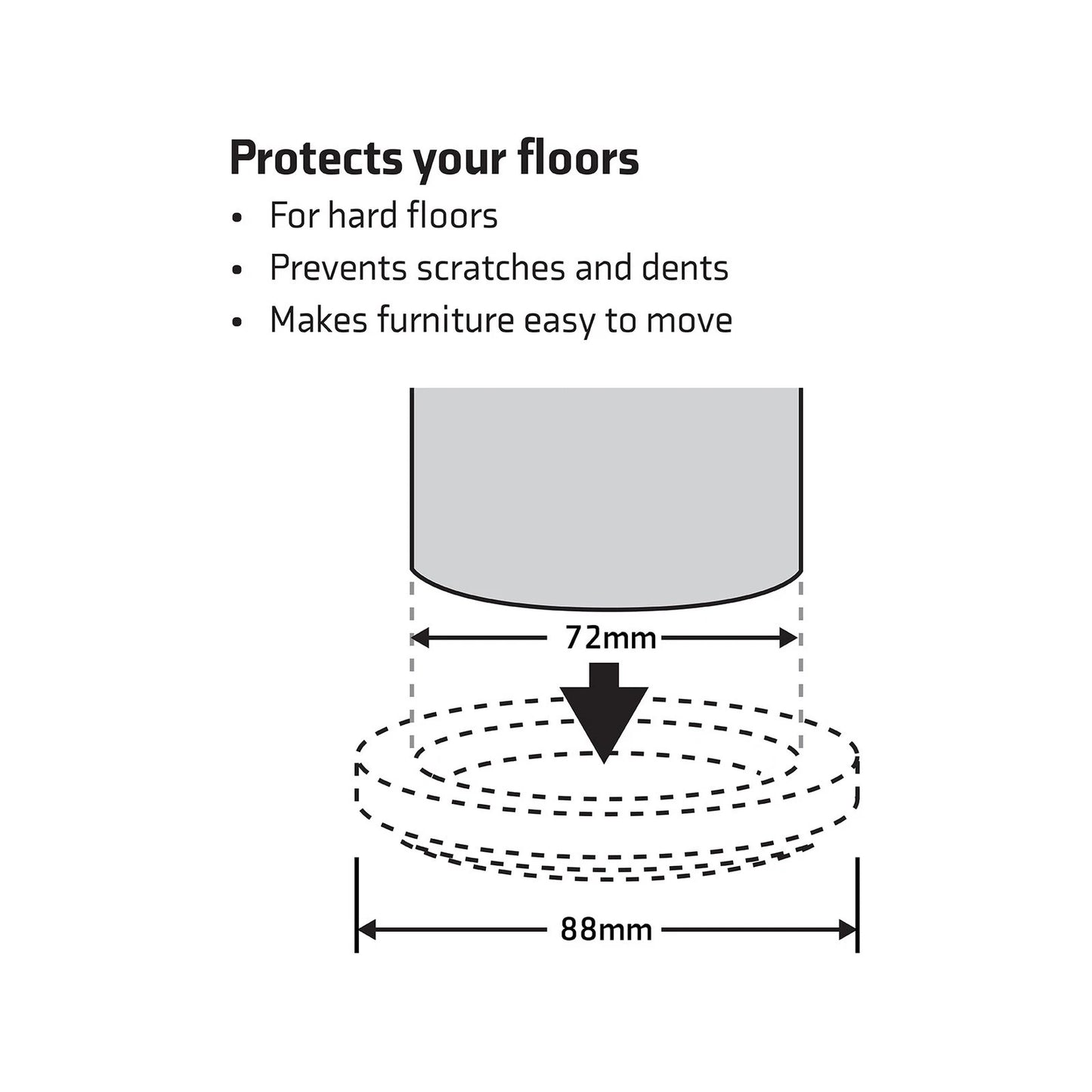 Surface Gard 72mm Brown Round Carpet Base Castor Cups - Steel & Felt, Floor Protection
