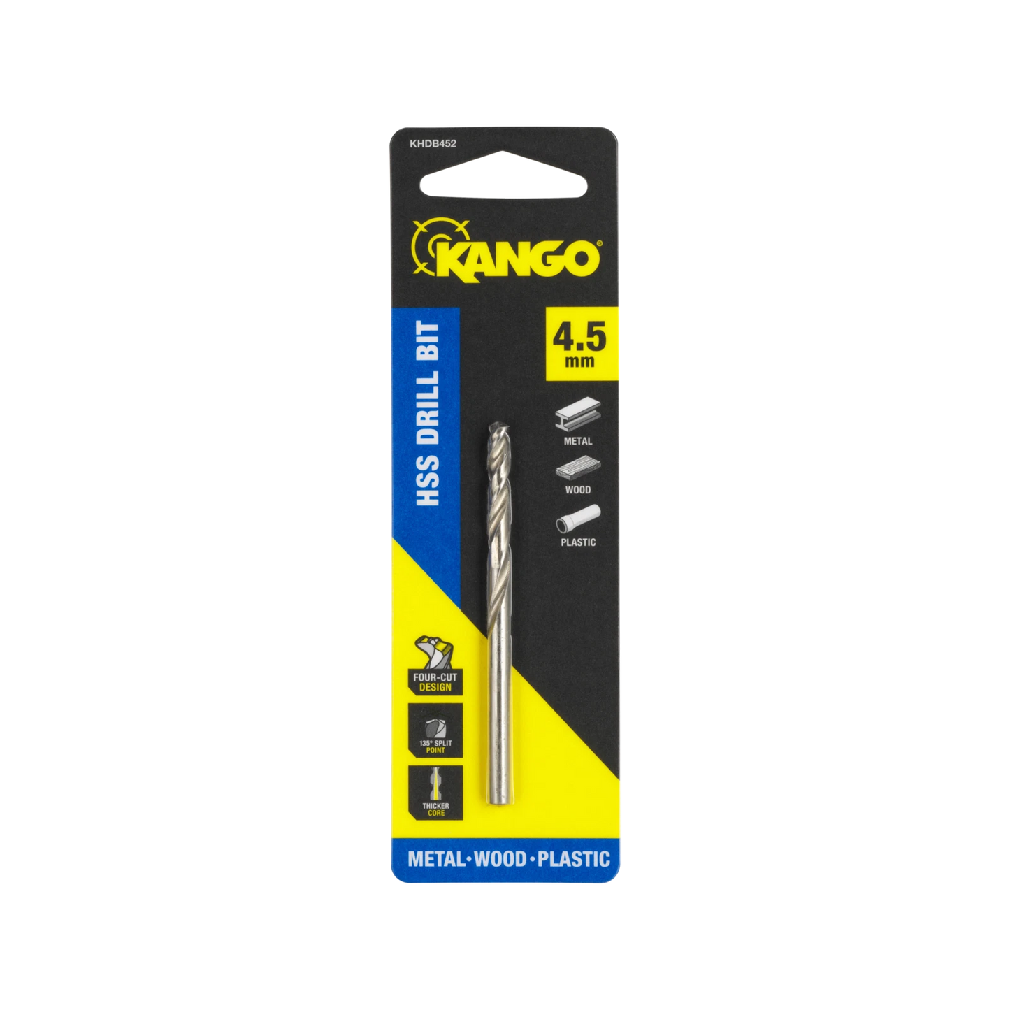 Kango 4.5mm HSS Drill Bit - Precision, Durability, Four-Cut Design, 135° Split Point
