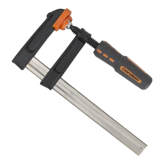 Craftright F Clamp 80x300mm, Cast Iron, Protective Pads, Rubber Grip, Versatile Use