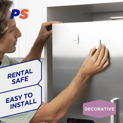 Permastik Spring Clips 4 Pack, Self-Adhesive, Holds 500g, Damage-Free Hanging, White