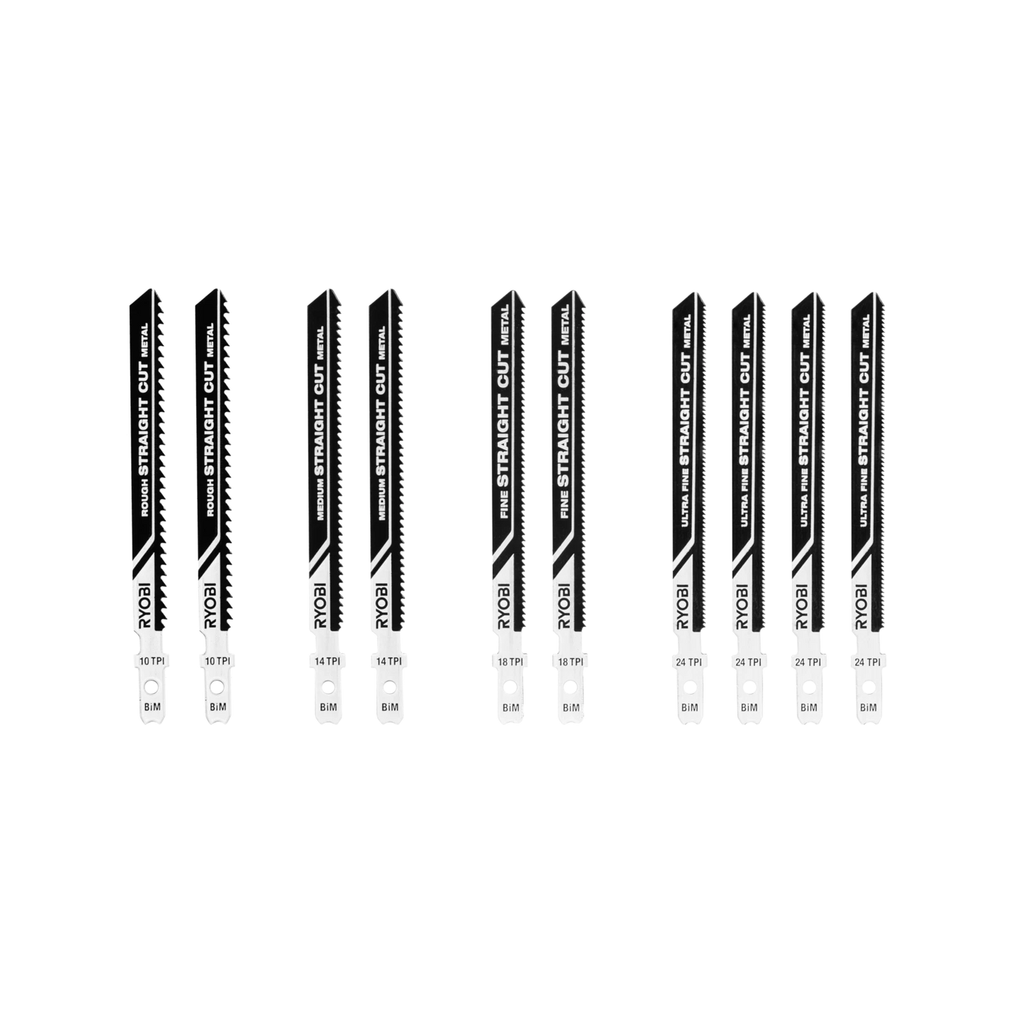 Ryobi 10 Piece Bi-Metal Jigsaw Blade Set for Metal & Plastic Cutting, Universal Fit
