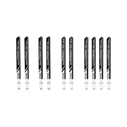 Ryobi 10 Piece Bi-Metal Jigsaw Blade Set for Metal & Plastic Cutting, Universal Fit