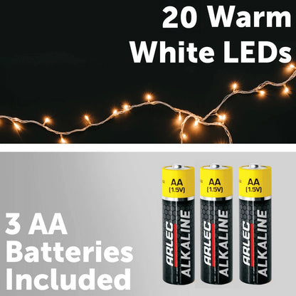 Arlec Warm White 20 LED Pumpkin String Light, Battery Powered, Indoor Use, 3m Length