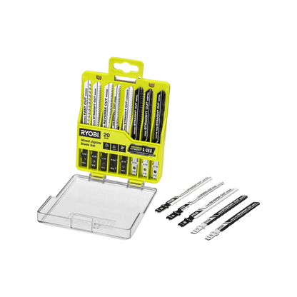 Ryobi 20 Piece Wood & Metal Jigsaw Blade Set, Universal Fit, Bi-Metal & Laminate Blades