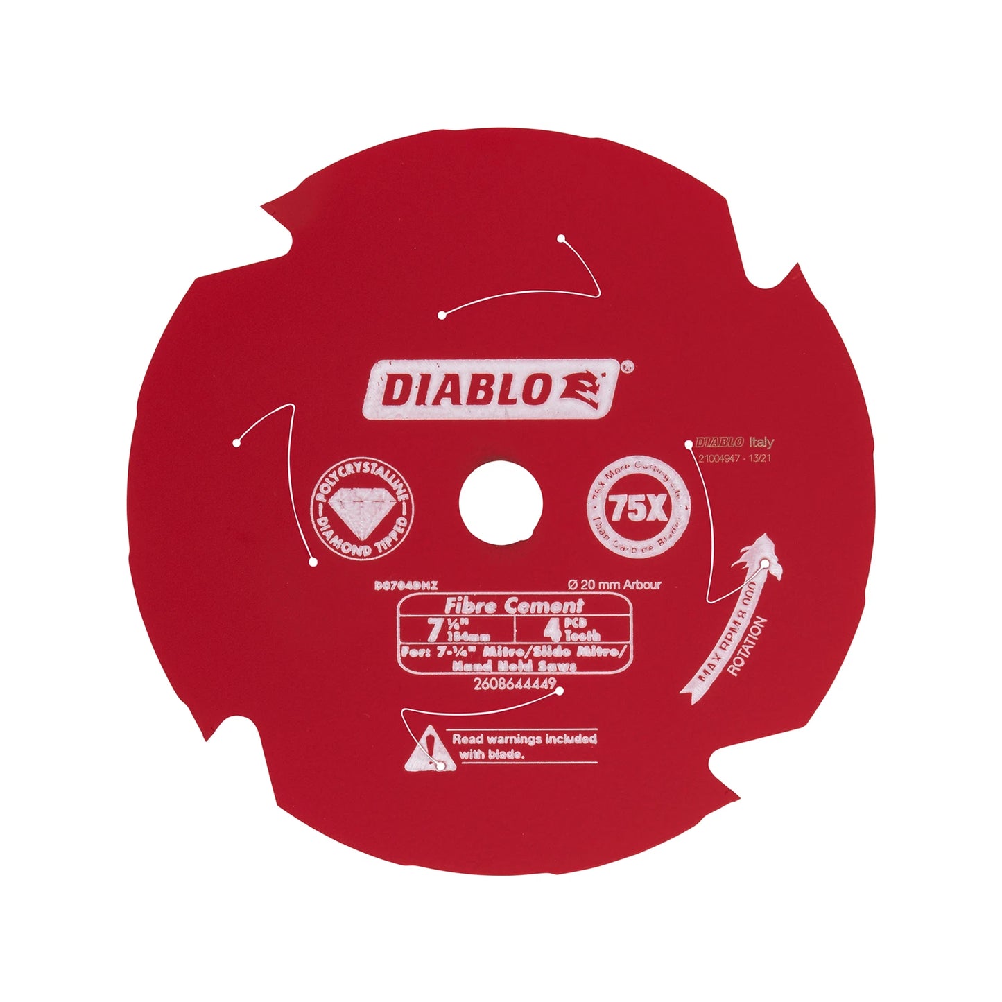 Diablo PCD Fibre Cement Saw Blade 184mm 4T - Long Life, Dust Reduction