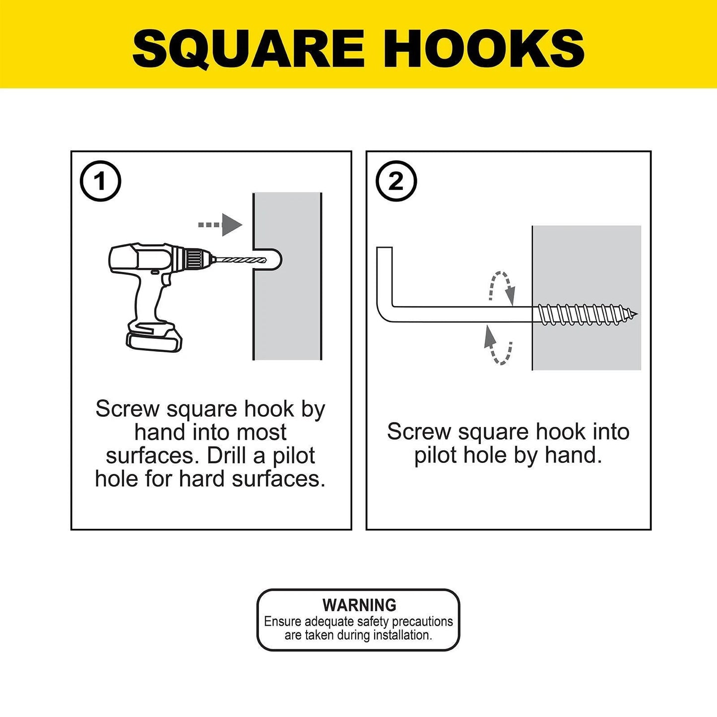 Everhang 35mm Zinc Plated Square Hook 20 Pack - Durable, Easy Install, 10kg Load