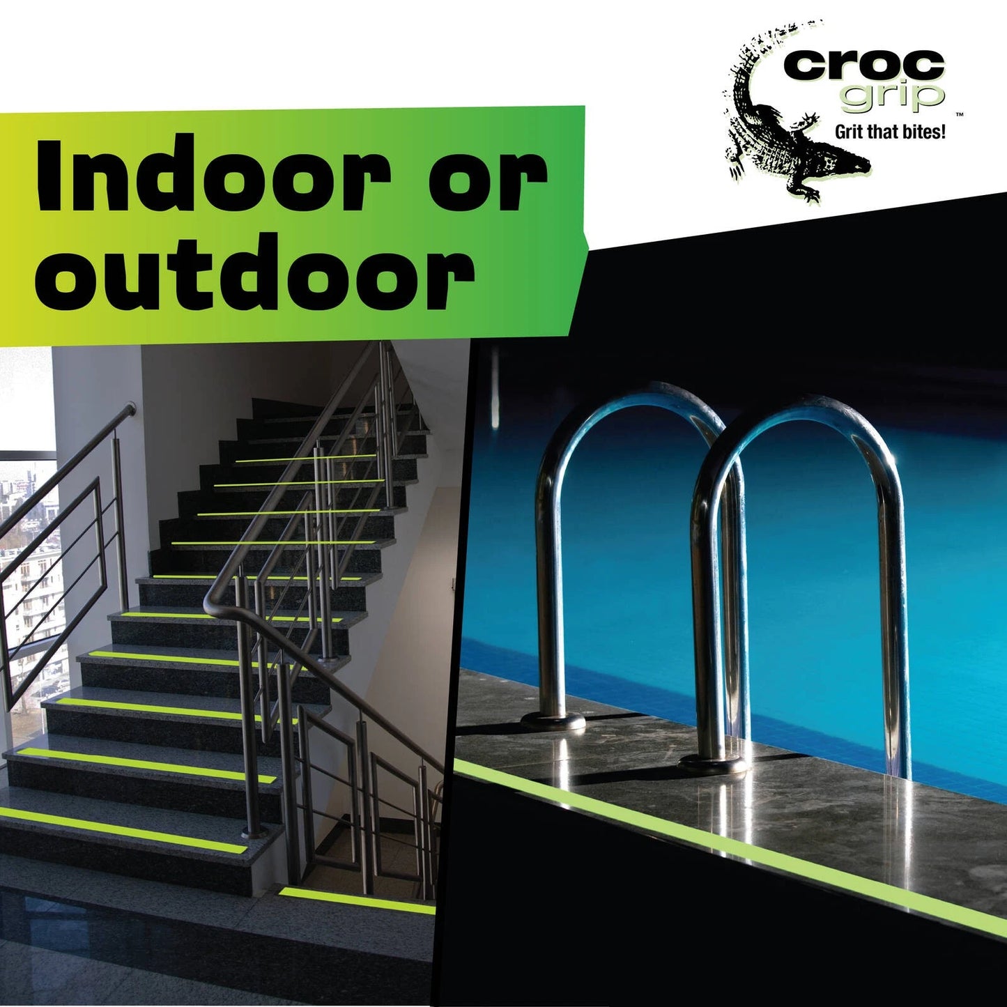 Croc Grip Glow-in-the-Dark Anti-Slip Grit Steps 3 Pack - P5 Rated, Indoor/Outdoor, 60-Grit Surface