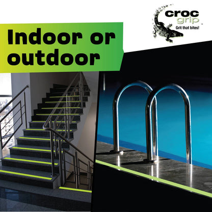 Croc Grip Glow-in-the-Dark Anti-Slip Grit Steps 3 Pack - P5 Rated, Indoor/Outdoor, 60-Grit Surface
