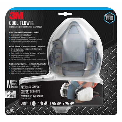 3M Professional Reusable Paint Respirator with Cool Flow Valve, 95% Filtration, Silicone Face Piece