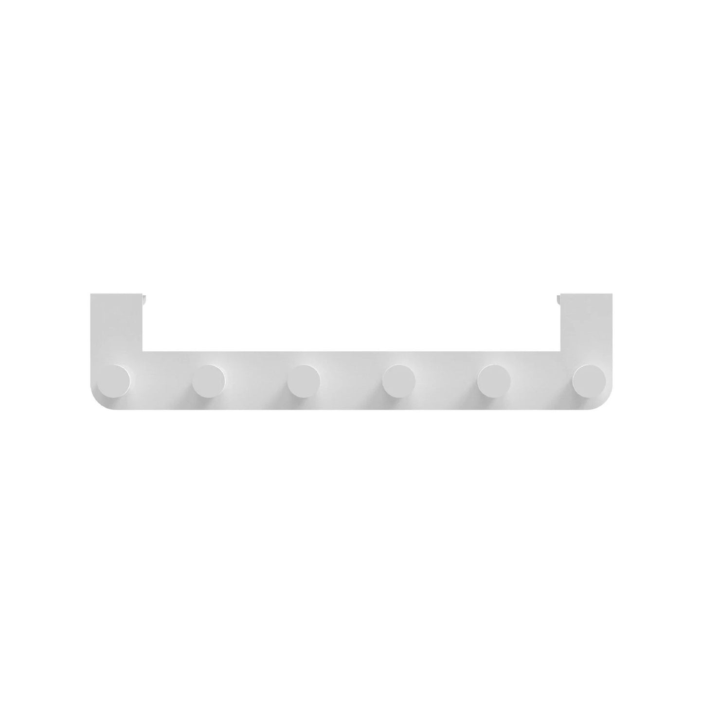 MODE 6 White Over Door Hook Hanger, Metal, 6 Hooks, No Permanent Fixing