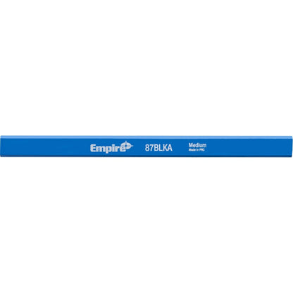 Empire Carpenters Pencil 10 Pack - Blue, Flat Shape, Medium Graphite, Waterproof