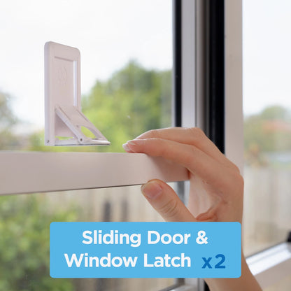Perma Child Safety Sliding Door & Window Lock 2 Pack - Easy Install, Dual Movement Activation