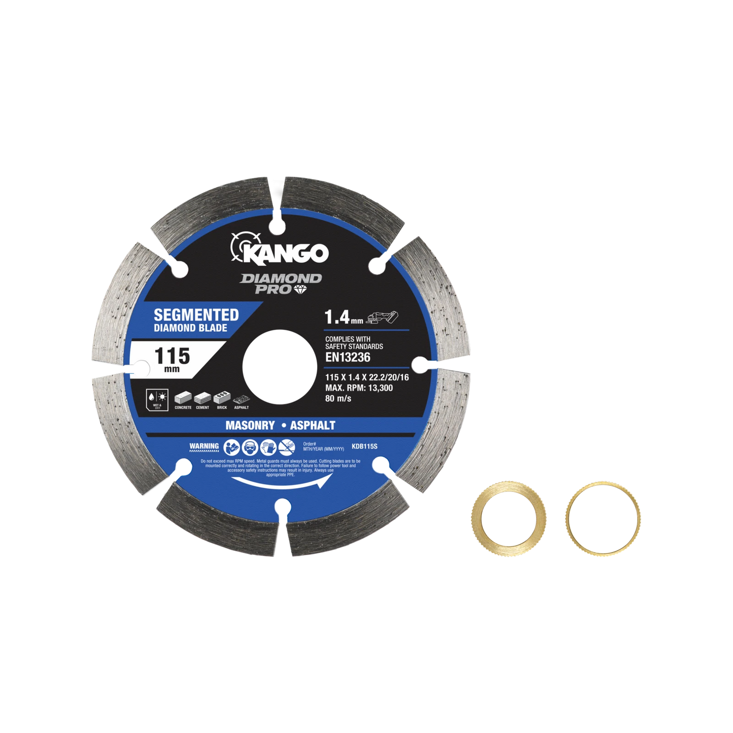 Kango 115mm Segmented Diamond Saw Blade for Concrete, Brick, Granite Cutting