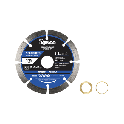 Kango 115mm Segmented Diamond Saw Blade for Concrete, Brick, Granite Cutting