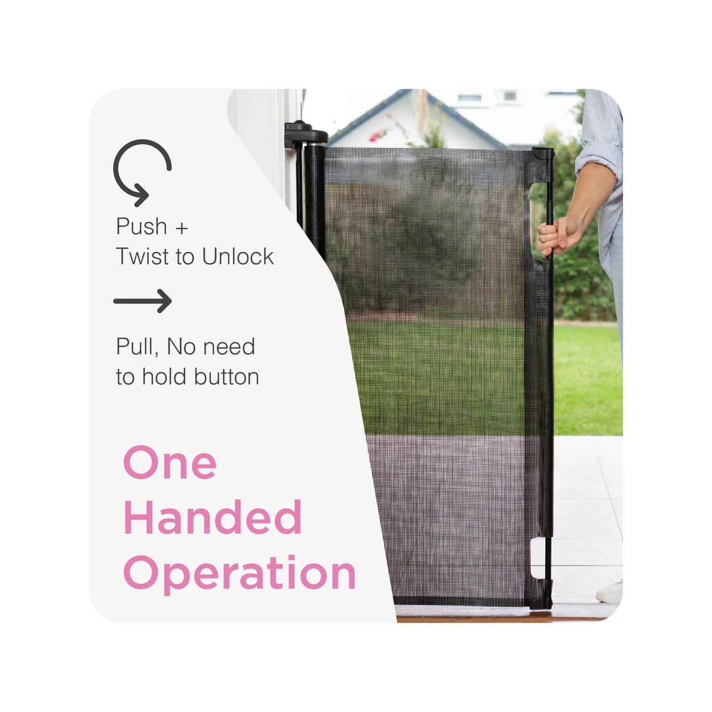 Perma Child Safety Black Retractable Baby Gate, Extra Wide & Tall, Indoor/Outdoor Use
