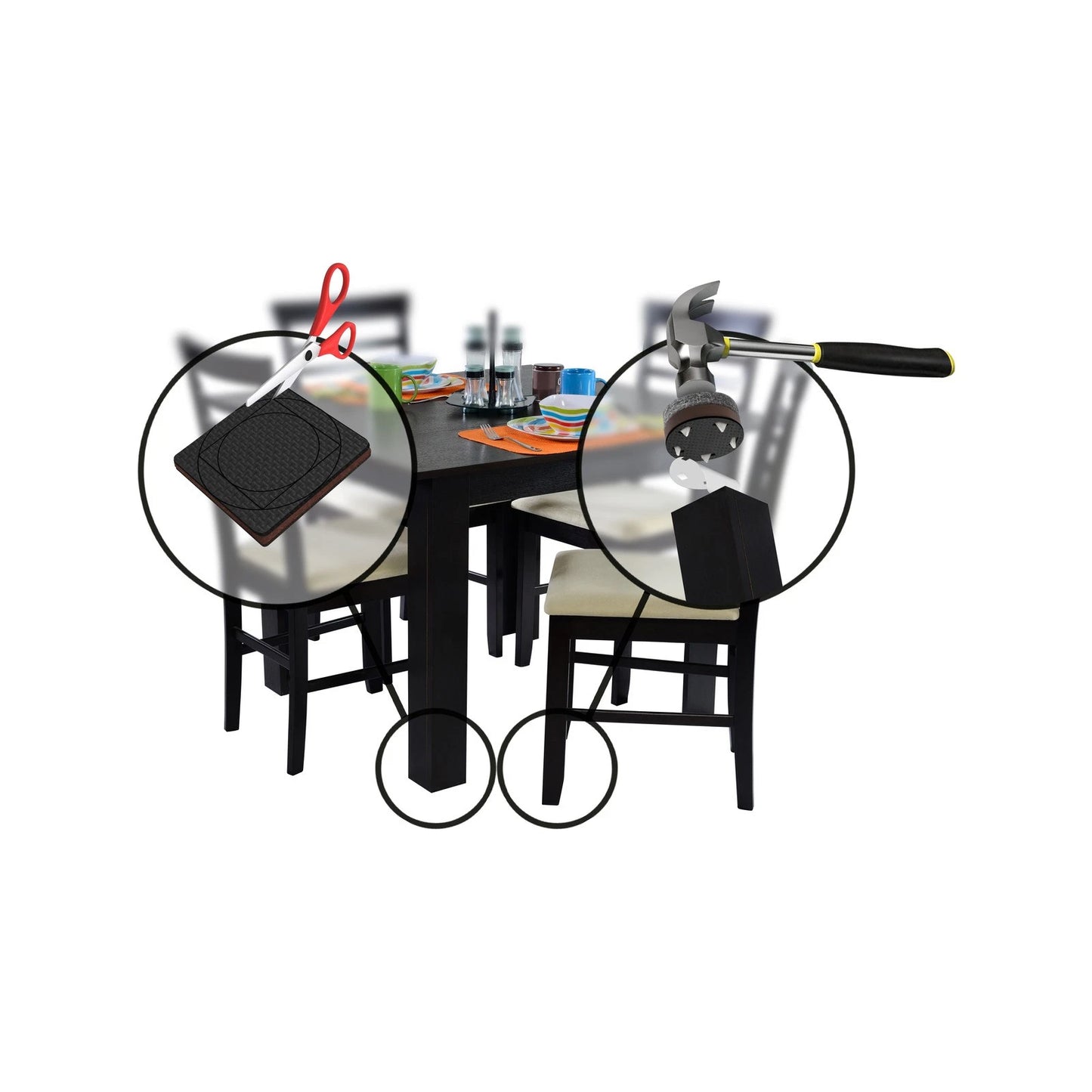 Slipstick 25mm Tap-In Felt Feet for Floor Protection, Universal Fit, 8 Pack