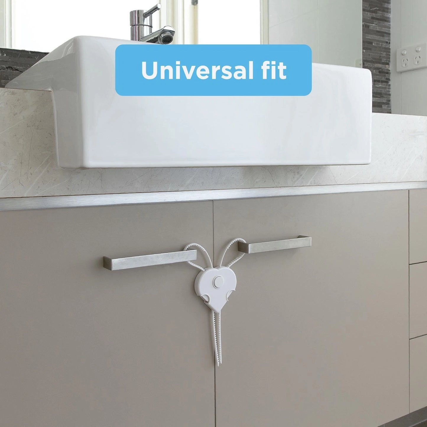 Perma Child Safety Adjustable Cabinet Locks 3 Pcs, Dual Movement Unlock, Non-Adhesive, White