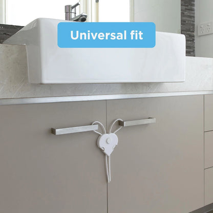 Perma Child Safety Adjustable Cabinet Locks 3 Pcs, Dual Movement Unlock, Non-Adhesive, White