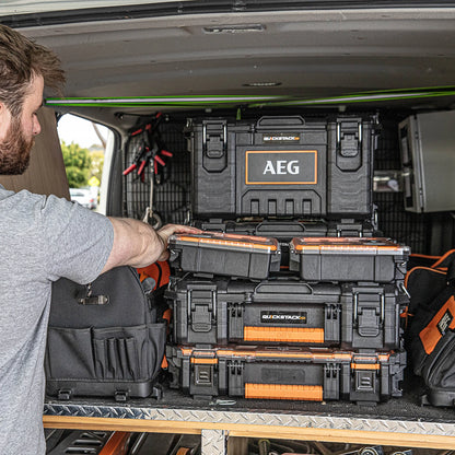 AEG Quickstack 2.0 Medium Toolbox, Stackable, Water & Dust Resistant, Lockable, Wheels