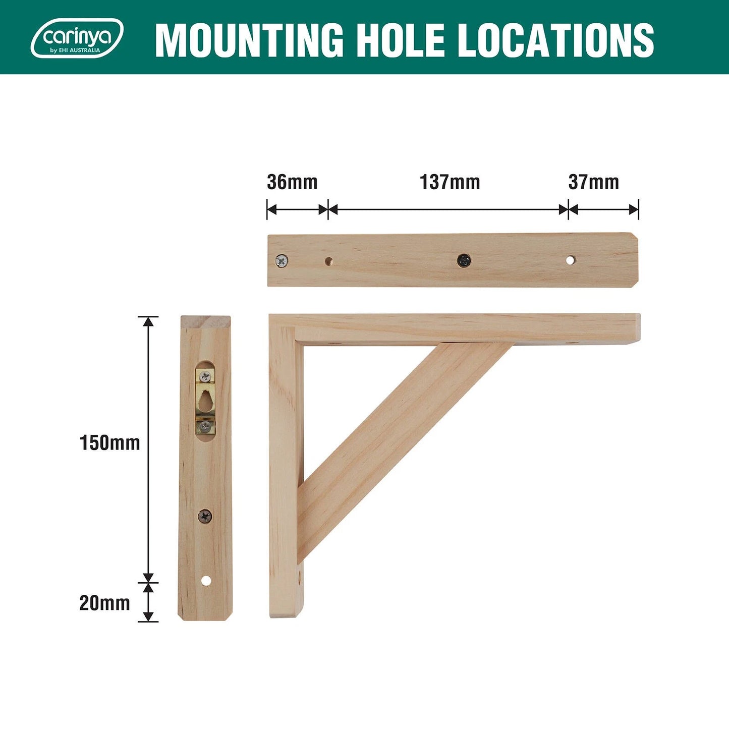 Carinya Raw Pine Stayed Bracket 210x170mm, DIY, Durable, 30kg Capacity