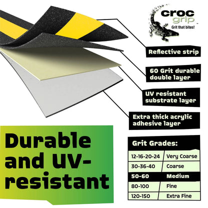 Croc Grip Reflective Anti-Slip Tape 5m x 50mm, P5 Rated, Indoor/Outdoor, Water-Resistant