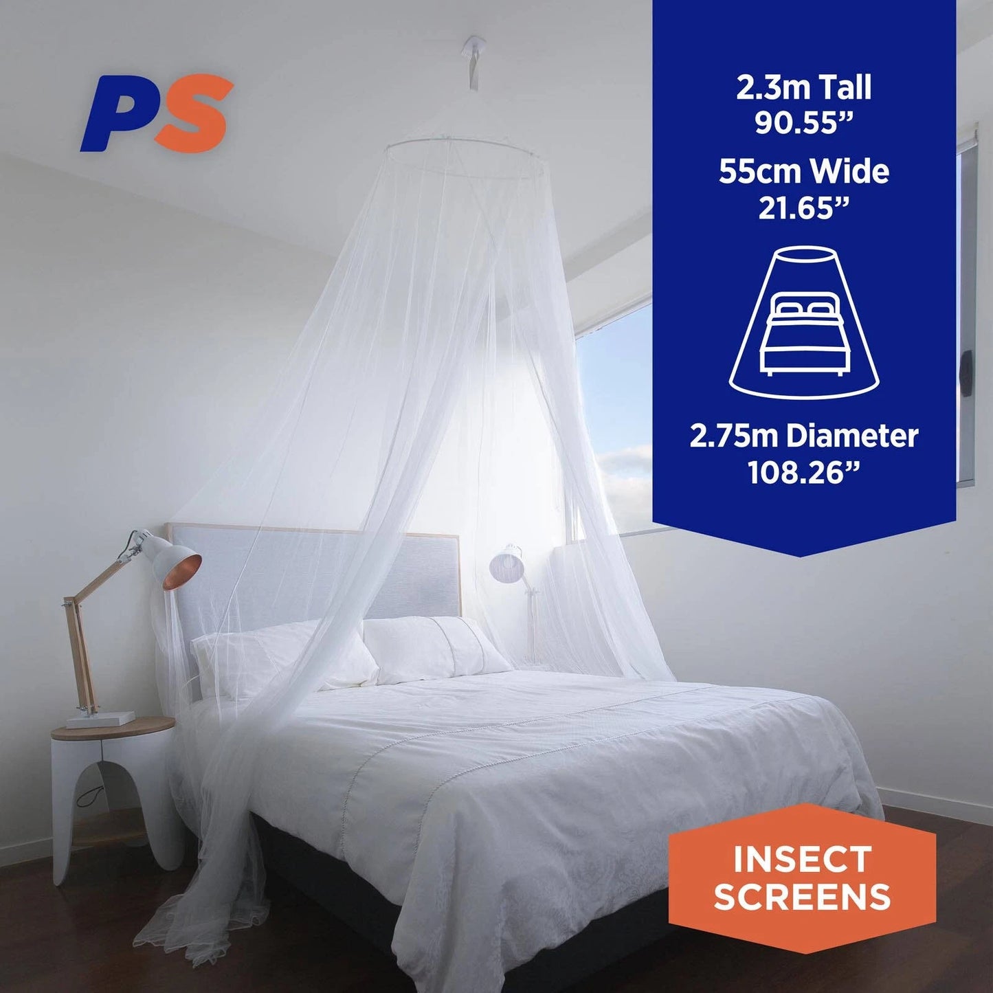 Permastik Mosquito Bed Net Kit, Fits Queen Beds, Durable Polyester, Easy Setup, Indoor/Outdoor Use