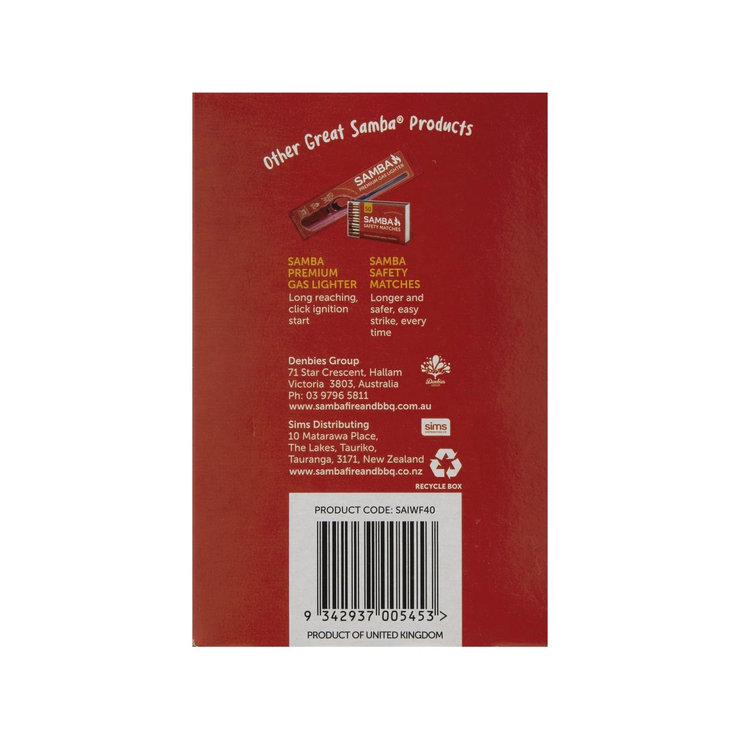 Samba Foil Sealed Firelighters 40 Pack - No Mess, Odor-Free, Long-Lasting Burn