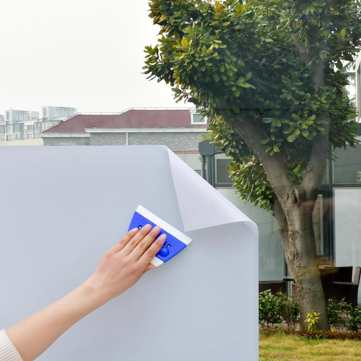 Pillar Dual Side Window Film Applicator, Blue/White, Ergonomic Handle, Soft Polypropylene Blades