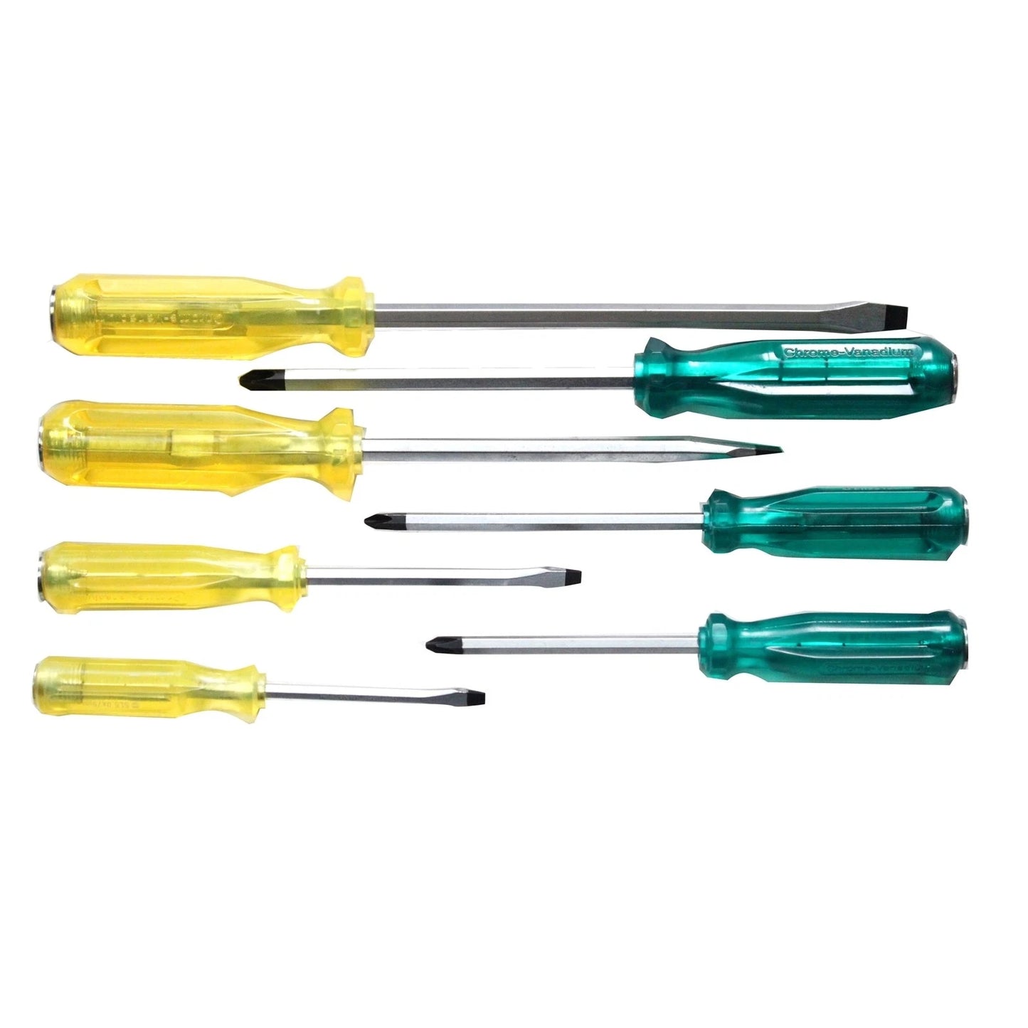 Craftright 7 Piece Screwdriver Set, Hardened Plastic Handles, CR-V Steel, Color Coded