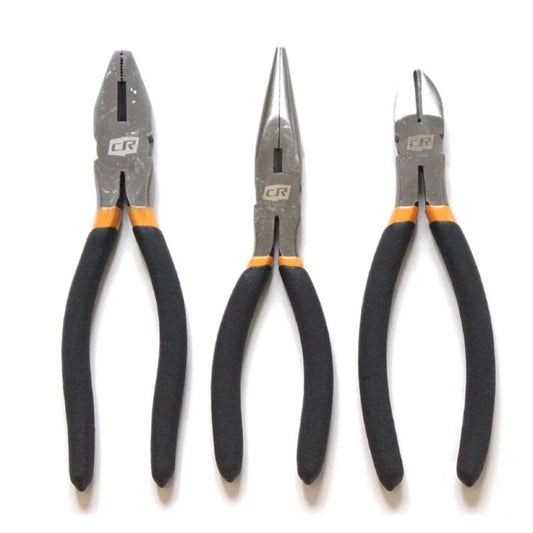 Craftright 3 Piece Plier Set - Chrome Vanadium Steel, Rubber Handles, Multi-Functional Tools
