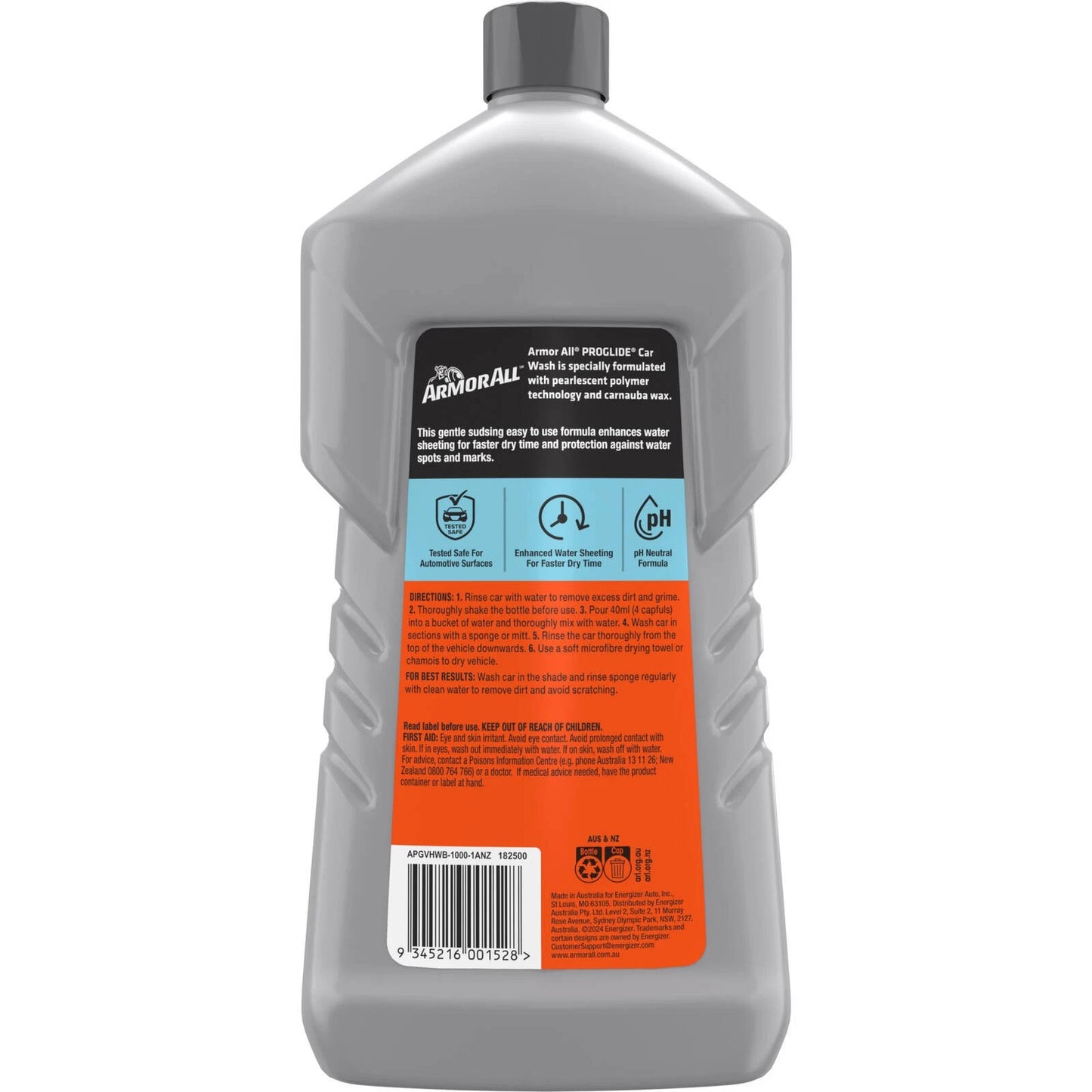 Armor All Proglide Car Wash & Wax 1L - Dual Action, Long-Lasting Shine, Water Beading