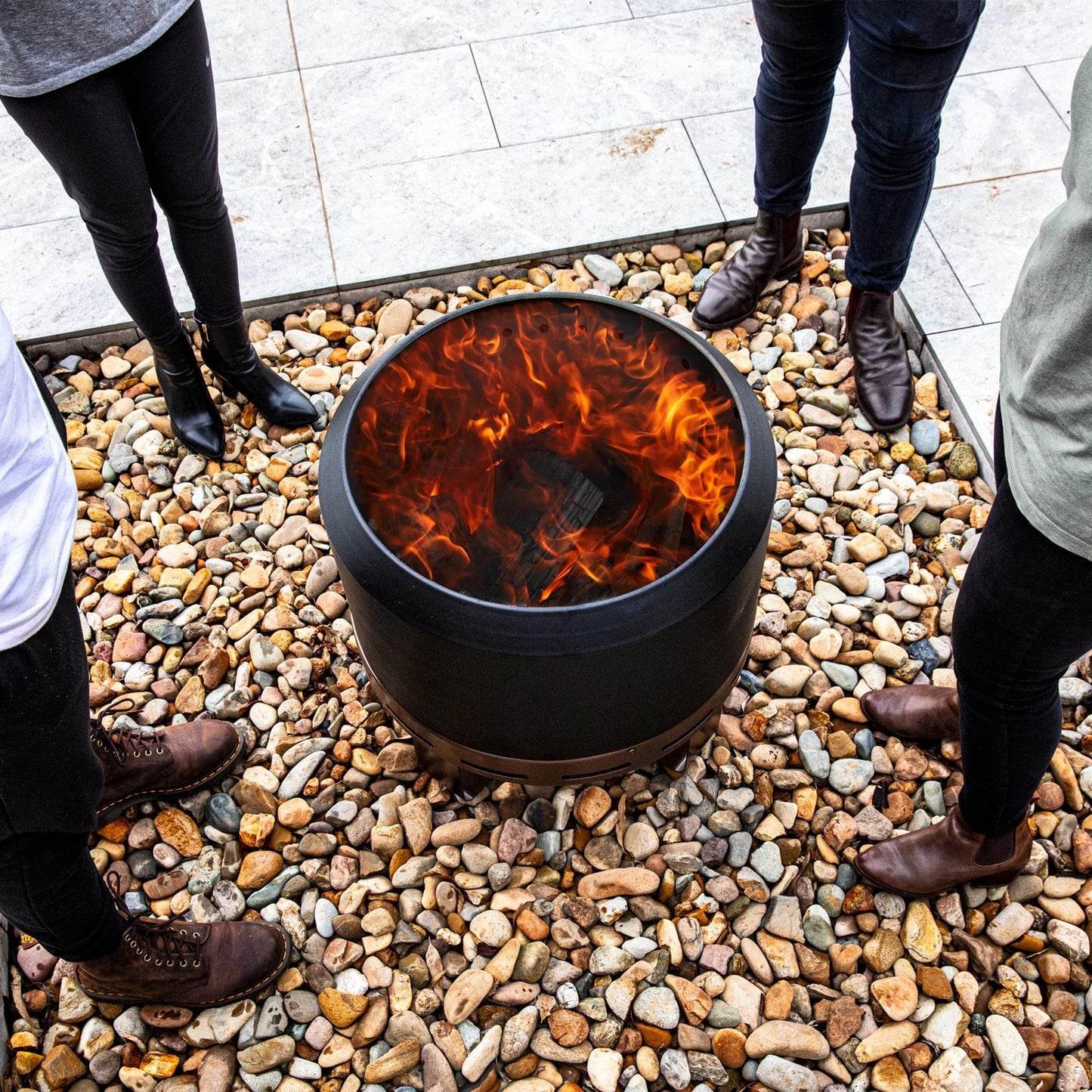 Aurus 450 Low Smoke Fire Pit with Cover, Dual Wall Design, Compact, Outdoor Use