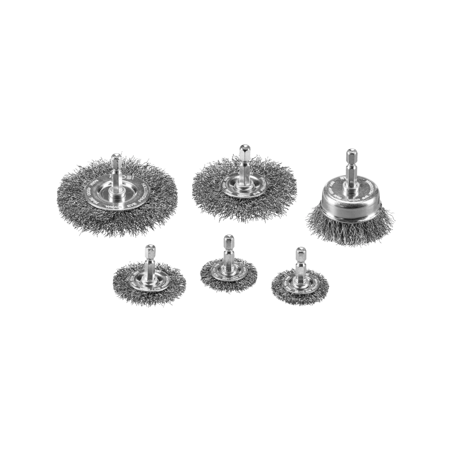 Ryobi 6-Piece Wire Wheel Brush Set for Rust Removal & Cleaning, ¼” Hex Shank