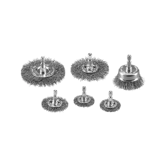 Ryobi 6-Piece Wire Wheel Brush Set for Rust Removal & Cleaning, ¼” Hex Shank