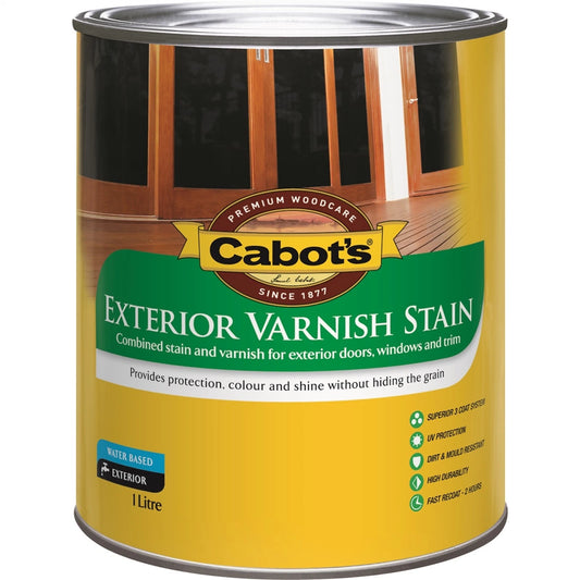 Cabot's Teak Exterior Varnish Stain 1L - Durable, UV & Weather Resistant