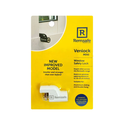 Remsafe White Venlock VL2 Window Restrictor, Child-Resistant, DIY Install, Sliding Aluminium