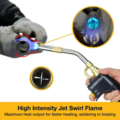 Bossweld Map Pro-Torch, High Intensity Jet Swirl Flame, Instant Ignitor, Durable Aluminium Body
