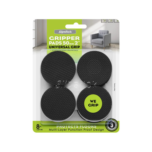 Slipstick 50mm Round Gripper Floor Protection Pads, Non-Slip, Durable, 8 Pack