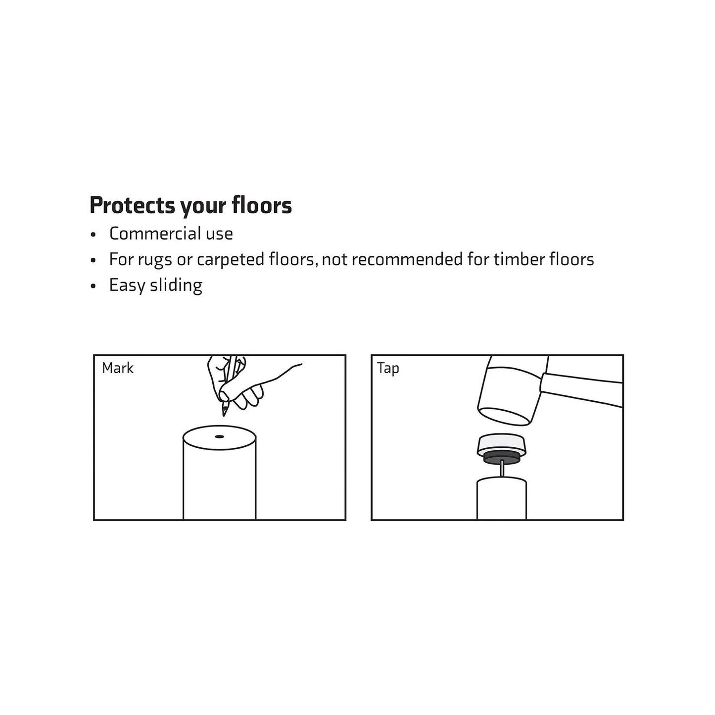 Surface Gard 22mm White Plastic Cushioned Glides for Wooden Legs - 4 Pack