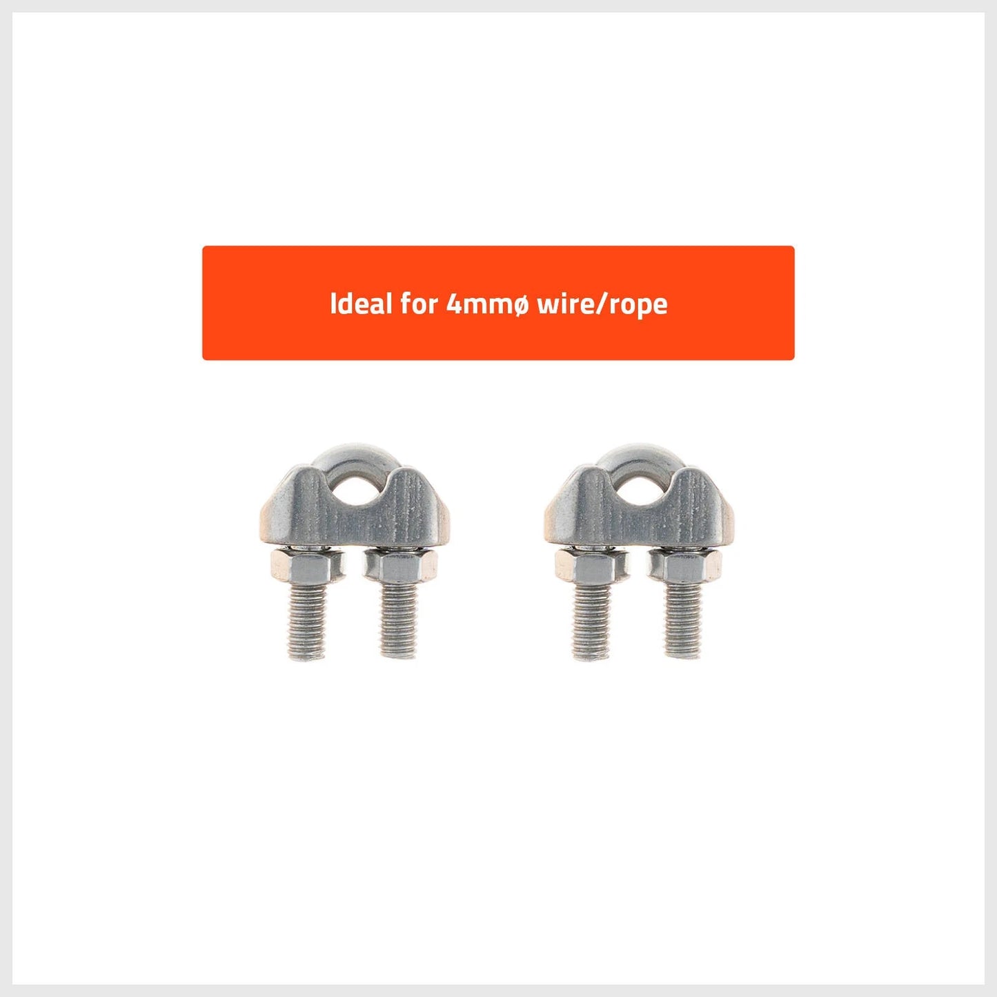 Taskmaster 4mm Marine Grade 316 Stainless Steel Wire Rope Grips - 2 Pack