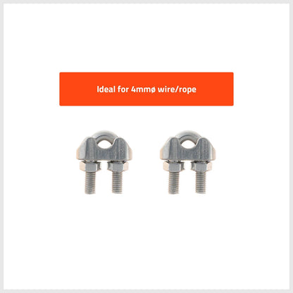 Taskmaster 4mm Marine Grade 316 Stainless Steel Wire Rope Grips - 2 Pack