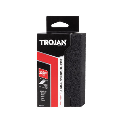 Trojan 220 Grit Jumbo Angled Sanding Sponge, Large, Durable, Wet/Dry Use